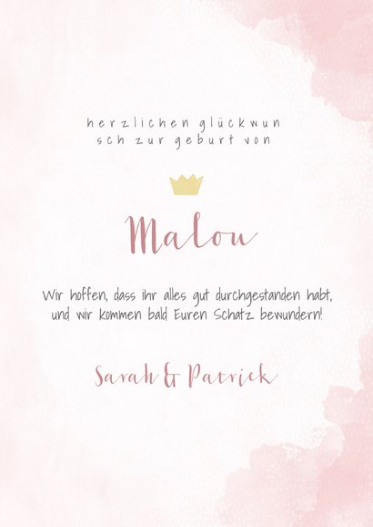 Glückwunschkarte Elefant Geburt rosa 3