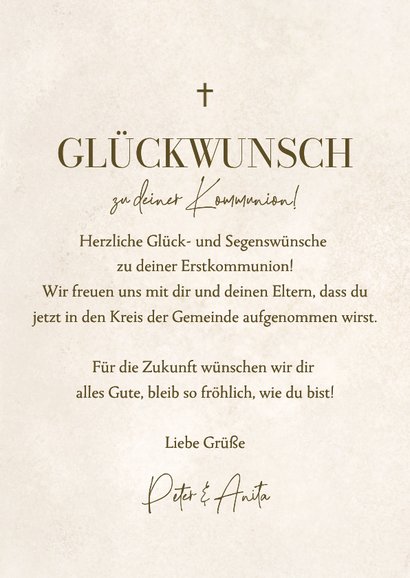 Glückwunschkarte feine Zweige Kommunion Sand 3