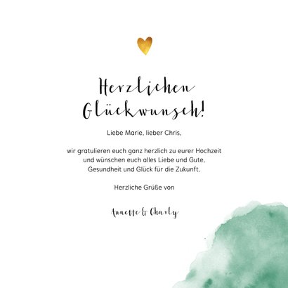 Glückwunschkarte für ein Hochzeitspaar Kranz in Grün 3