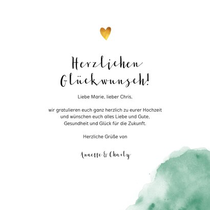 Glückwunschkarte für ein Hochzeitspaar Kranz in Grün 3