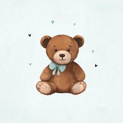 Glückwunschkarte Geburt blau mit Teddybär 2