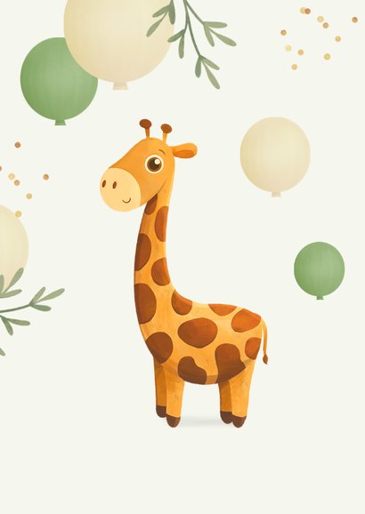 Glückwunschkarte Geburt Giraffe & Ballons 2