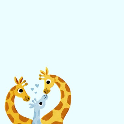Glückwunschkarte Geburt Junge mit Giraffenfamilie 2