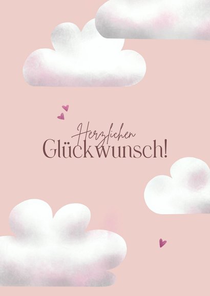 Glückwunschkarte Geburt rosa Bär mit Fallschirm 2