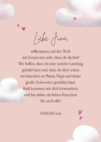 Glückwunschkarte Geburt rosa Bär mit Fallschirm 3