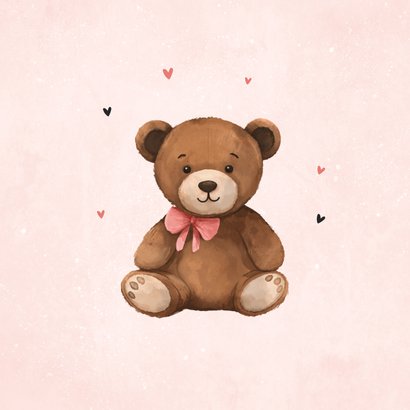 Glückwunschkarte Geburt rosa mit Teddybär 2