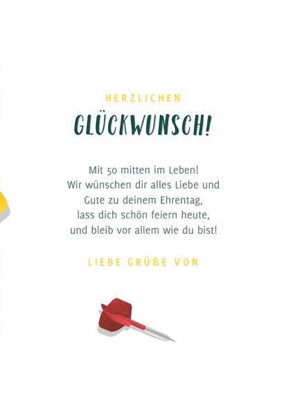 Glückwunschkarte Geburtstag Dartscheibe mit Pfeilen 3