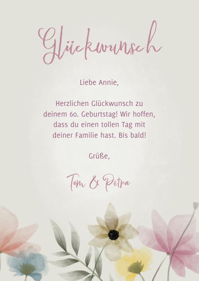 Glückwunschkarte Geburtstag elegante Blumen 3