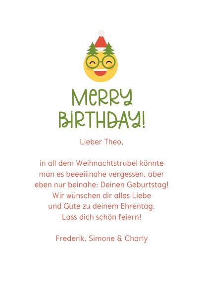 Glückwunschkarte Geburtstag Emoji 'Merry Birthday' 3