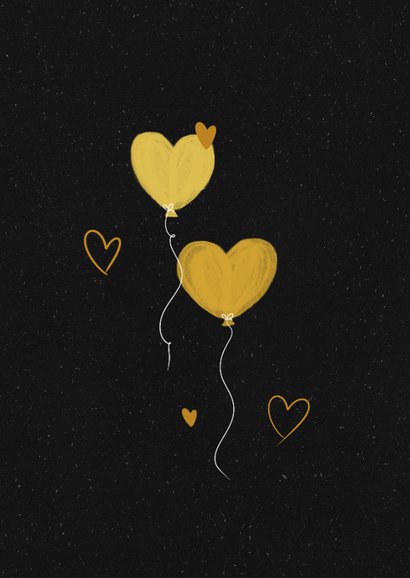 Glückwunschkarte Geburtstag Herzluftballons ocker 2