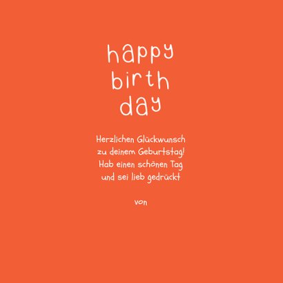 Glückwunschkarte Geburtstag 'Hipp hipp hurra' orange 3