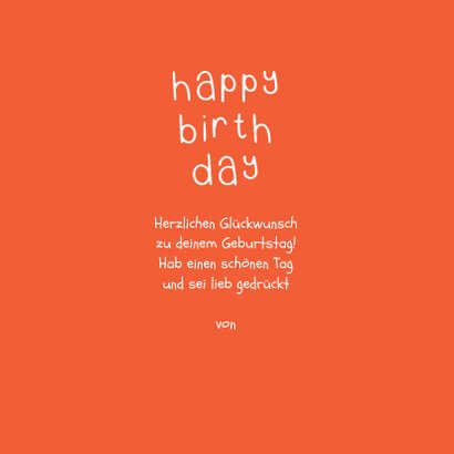 Glückwunschkarte Geburtstag 'Hipp hipp hurra' orange 3