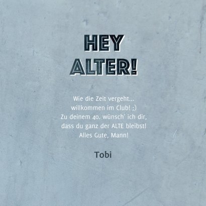 Glückwunschkarte Geburtstag Mann 'Hey, Alter' 3