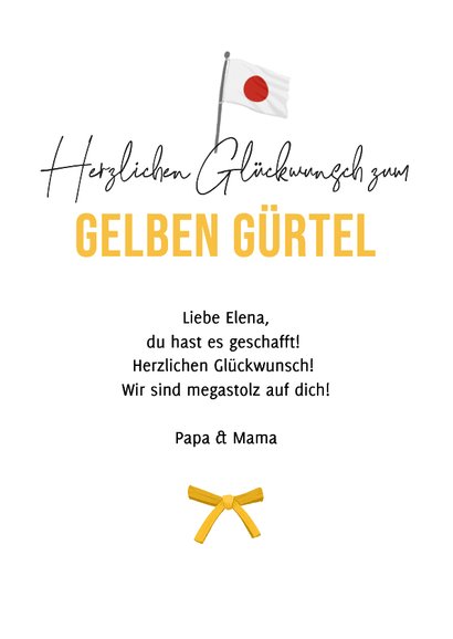Glückwunschkarte Gelber Gürtel Judo Sportliche Leistung 3