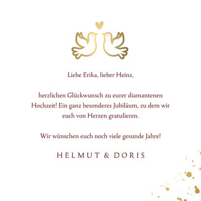 Glückwunschkarte goldene 60 Diamantene Hochzeit 3