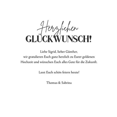 Glückwunschkarte Goldene Hochzeit Herz 3