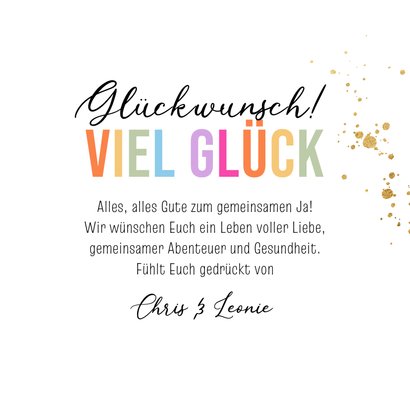 Glückwunschkarte Hochzeit Goldherz bunte Streifen 3