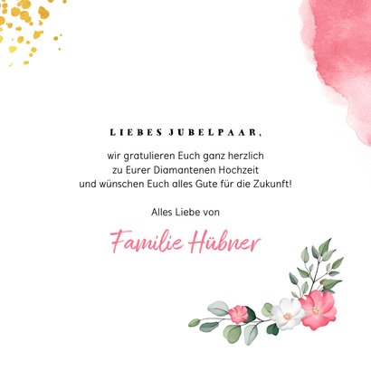 Glückwunschkarte Hochzeitsjubiläum Foto und rosa Aquarell 3