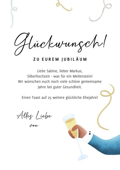 Glückwunschkarte Hochzeitsjubiläum Prost 3