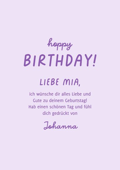 Glückwunschkarte 'Hoppy Birthday' Kaninchen Blumenwiese 3