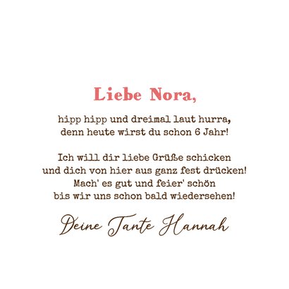 Glückwunschkarte 'Hurra' Pferd auf Rosa mit Name und Alter 3