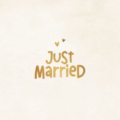 Glückwunschkarte 'Just Married' viele goldene Herzen 2
