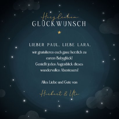 Glückwunschkarte Koala Nachthimmel Geburt 3