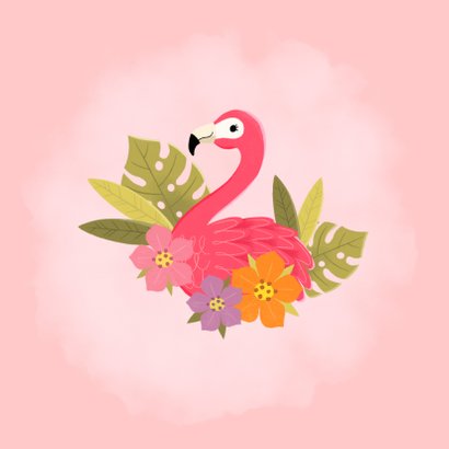 Glückwunschkarte Kommunion Flamingo & Blumen 2