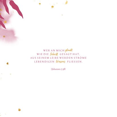 Glückwunschkarte Kommunion pink botanisch 2