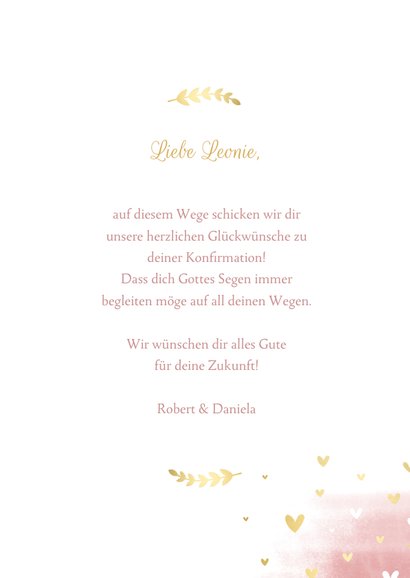 Glückwunschkarte Konfirmation Taube & Herzen 3