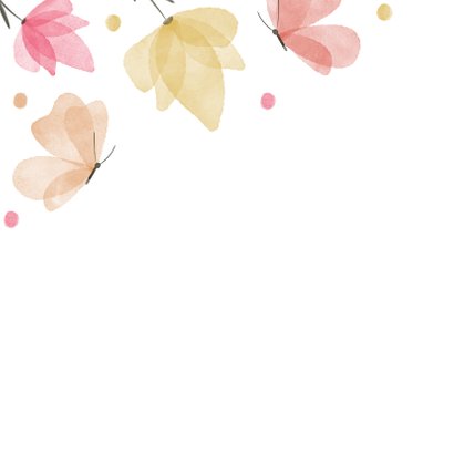 Glückwunschkarte mit Blumen und Schmetterlingen 2