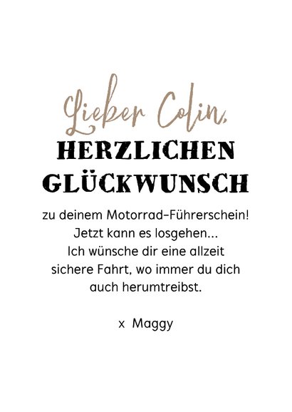 Glückwunschkarte Motorrad-Führerschein Vintage Bike 3