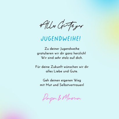 Glückwunschkarte Neon Jugendweihe Hip  3