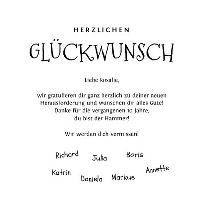 Glückwunschkarte Neuer Job rosa Scribbles 3