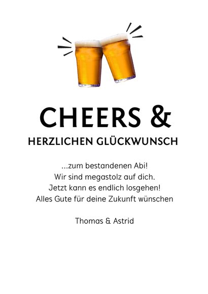 Glückwunschkarte Prüfung Bierglas 'Prost!' 3