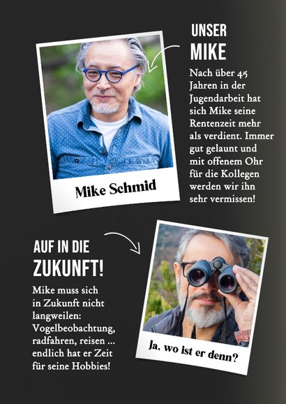 Glückwunschkarte Ruhestand mit Foto als Zeitschrift 2