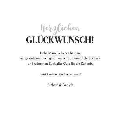 Glückwunschkarte Silberhochzeit Herz 3