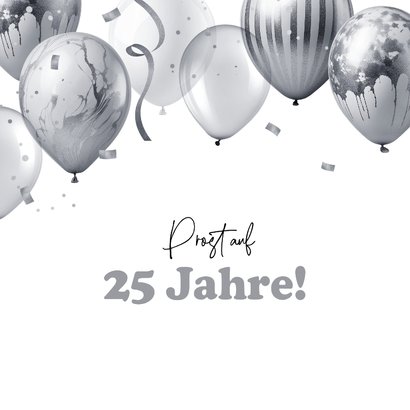 Glückwunschkarte silberne Luftballons Hochzeitsjubiläum 2