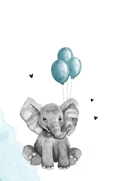 Glückwunschkarte Taufe Elefant blaue Ballons 2