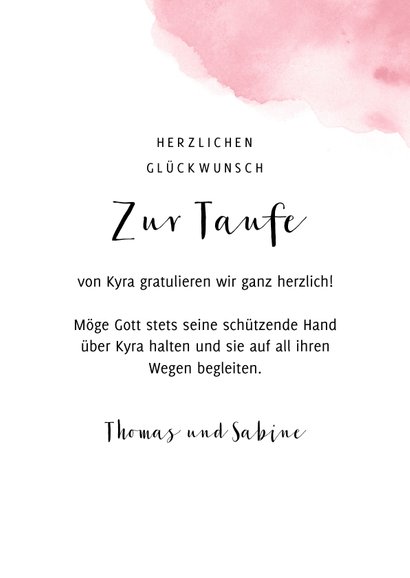 Glückwunschkarte Taufe Elefant rosa Ballon 3