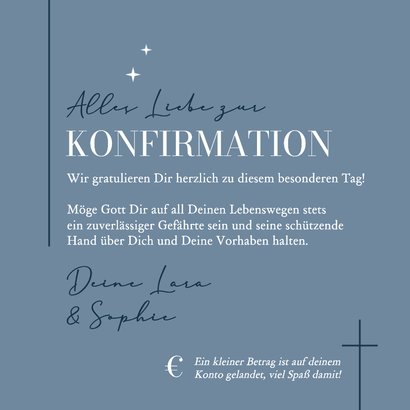 Glückwunschkarte typografisch Konfirmation blau-weiß 3