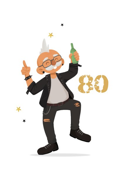 Glückwunschkarte 'You still rock' 80. Geburtstag lustig 2