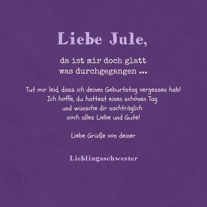 Glückwunschkarte 'Zu Spät' zum Geburtstag mit Schnecke 3