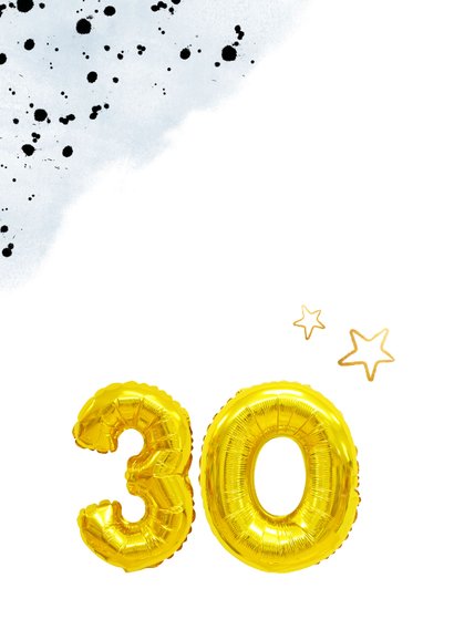 Glückwunschkarte zum 30. Geburtstag blau mit Zahlenballon 2
