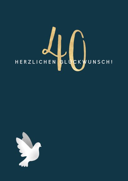 Glückwunschkarte zum 40. Hochzeitstag Weiße Tauben 2