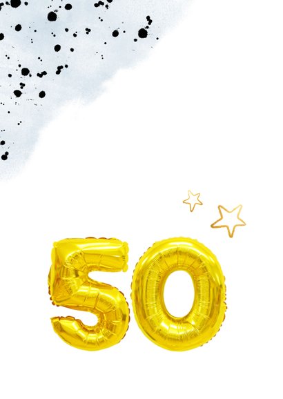 Glückwunschkarte zum 50. Geburtstag blau mit Zahlenballon 2