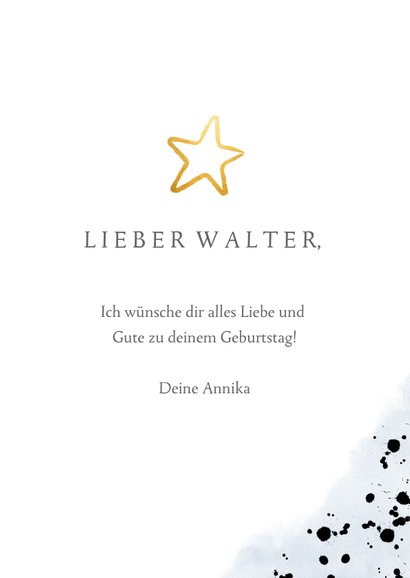 Glückwunschkarte zum 50. Geburtstag blau mit Zahlenballon 3