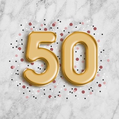 Glückwunschkarte zum 50. Geburtstag Marmor & goldene 50 2