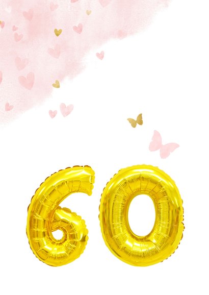 Glückwunschkarte zum 60. Geburtstag rosa mit Zahlenballon 2