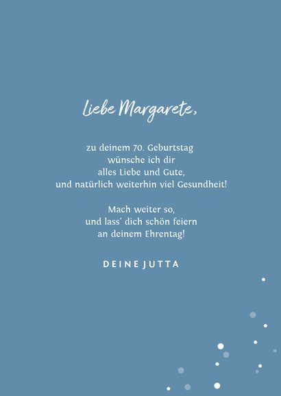 Glückwunschkarte zum Geburtstag blau, Konfetti & Foto 3